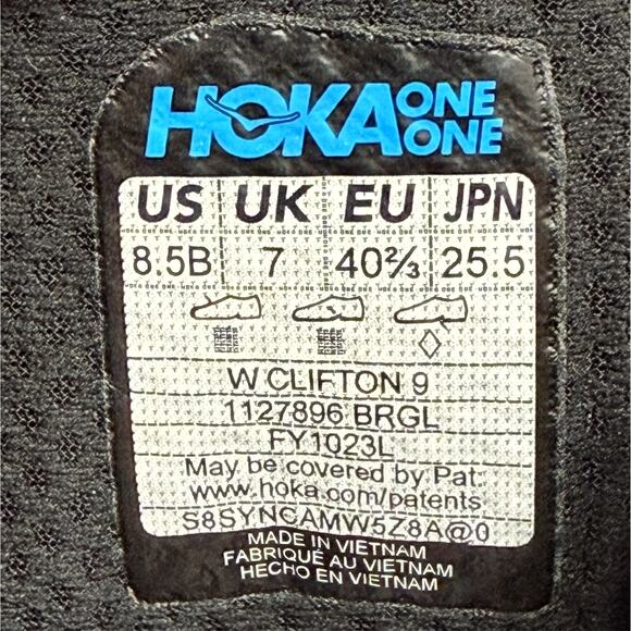 Hoka One One Clifton 9 Womens Size 8.5 Running Shoes Sneakers Black Rose Gold - Picture 9 of 9